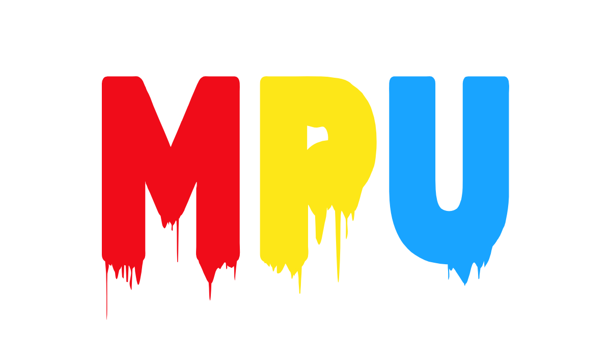 MPU lettering in red, yellow, and blue paint