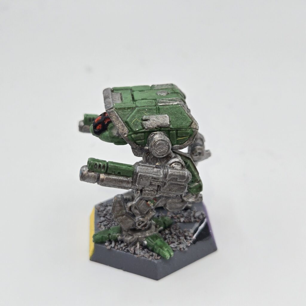 Adder miniature painted metallic grey with green accents