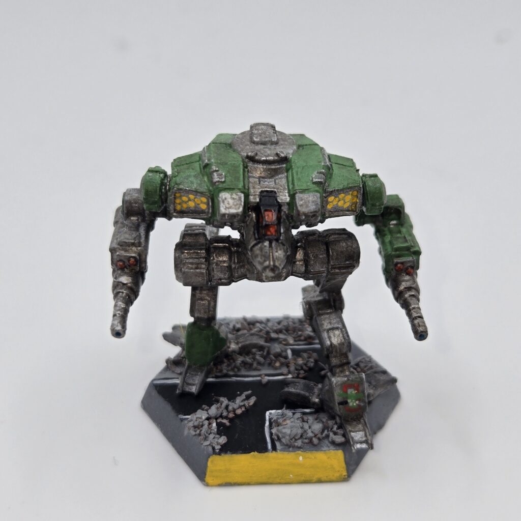 Cougar miniature painted metallic grey with green accents