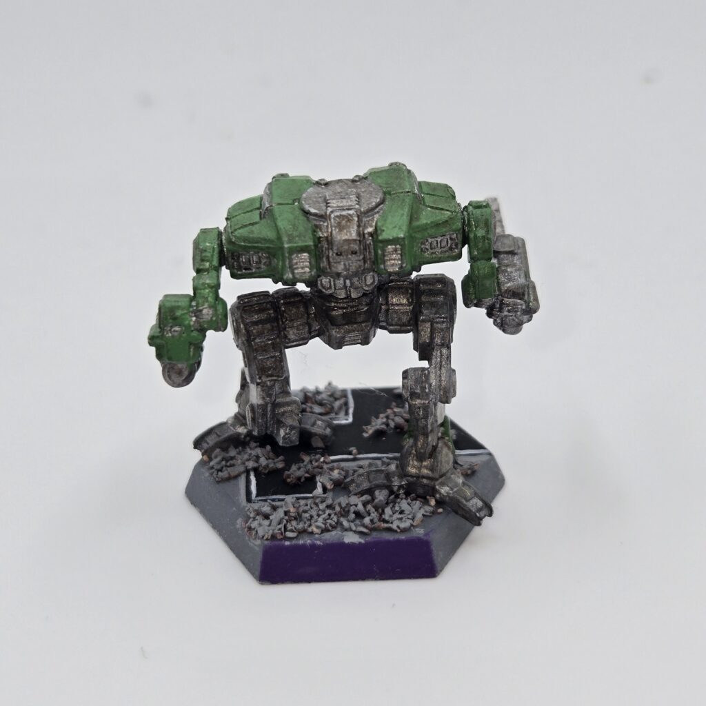 Cougar miniature painted metallic grey with green accents
