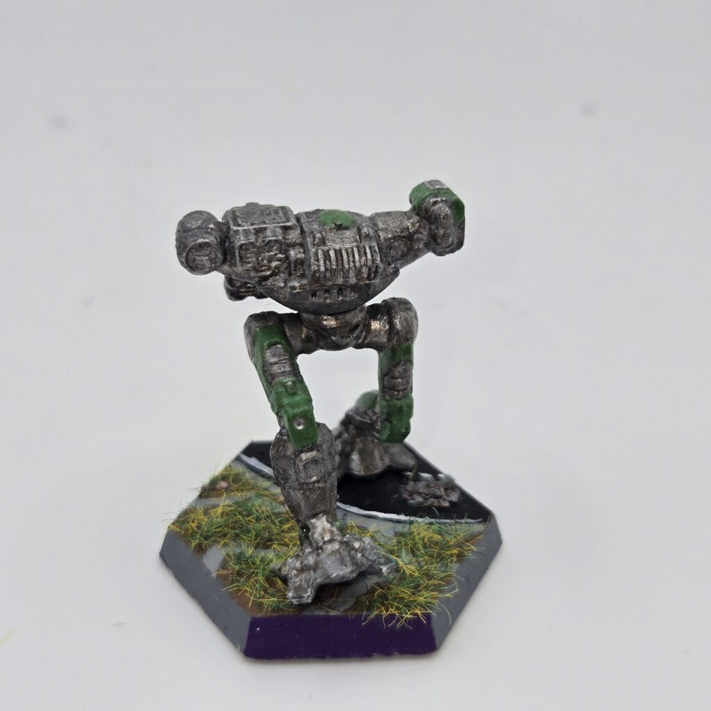 Fire Falcon miniature painted metallic grey with green accents