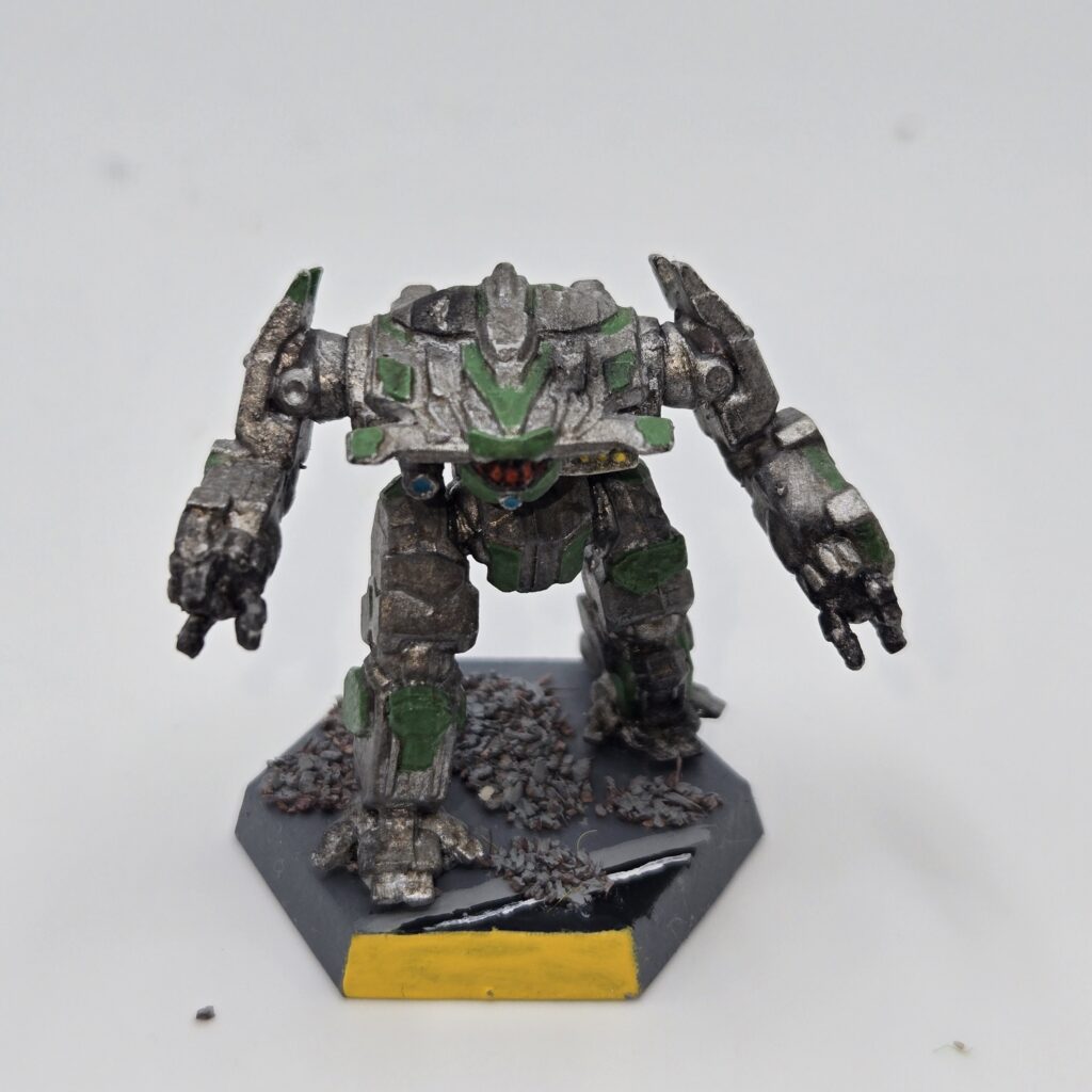 Hammerhead miniature painted metallic grey with green accents