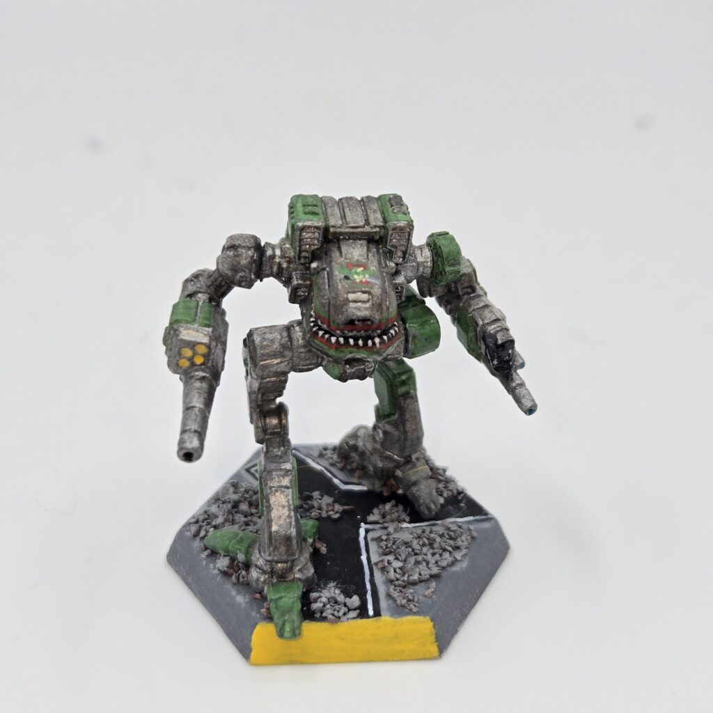 Kit Fox miniature painted metallic grey with green accents
