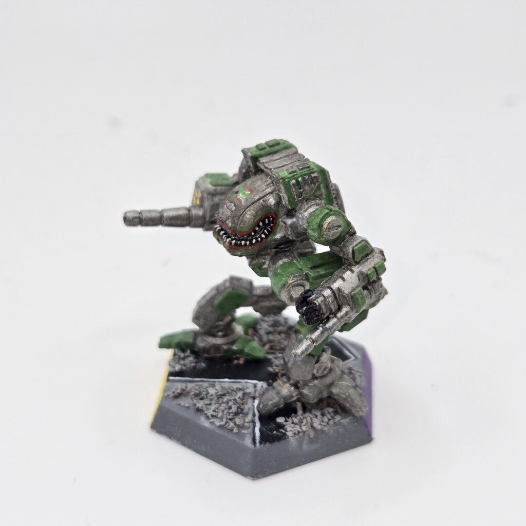 Kit Fox miniature painted metallic grey with green accents