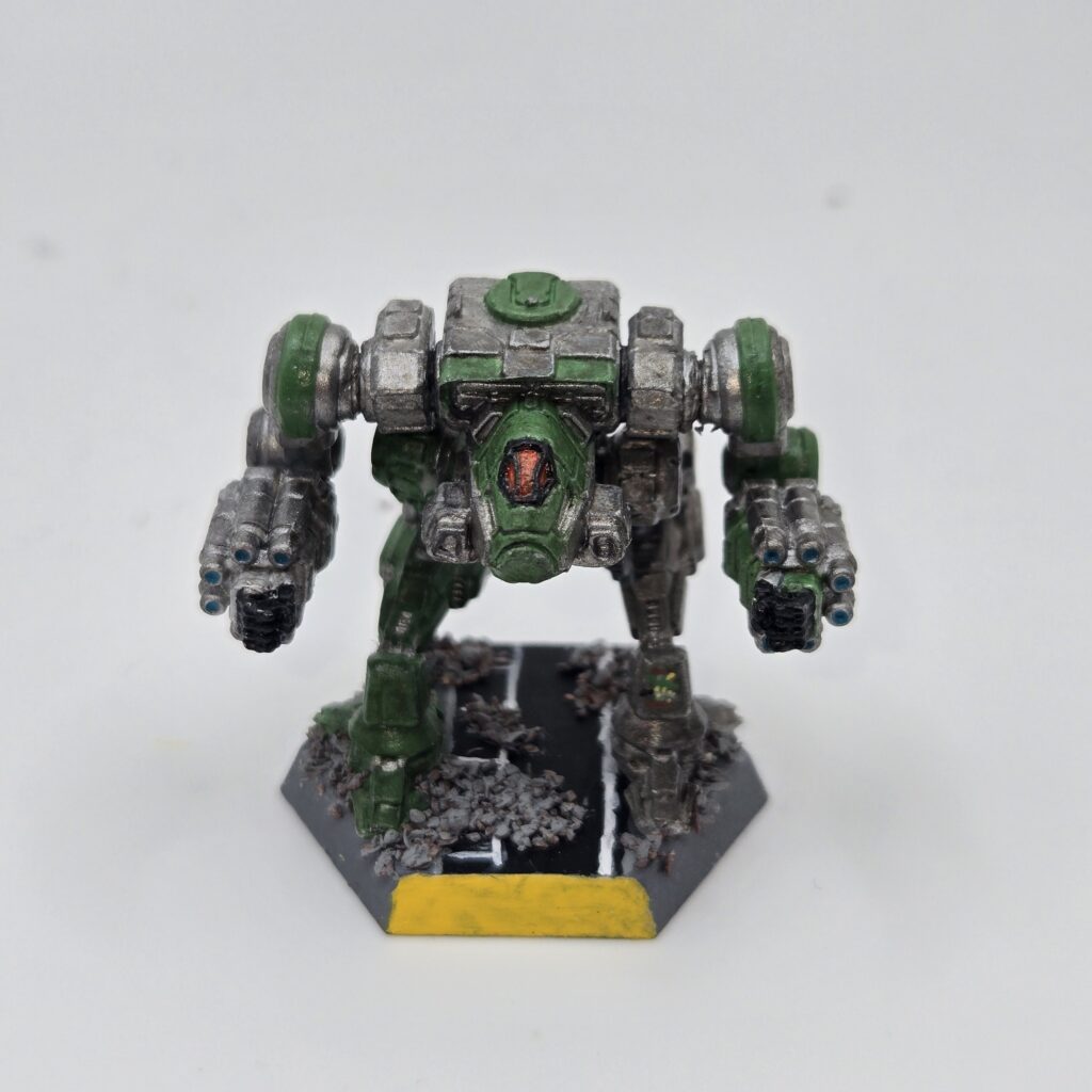 Nova miniature painted metallic grey with green accents