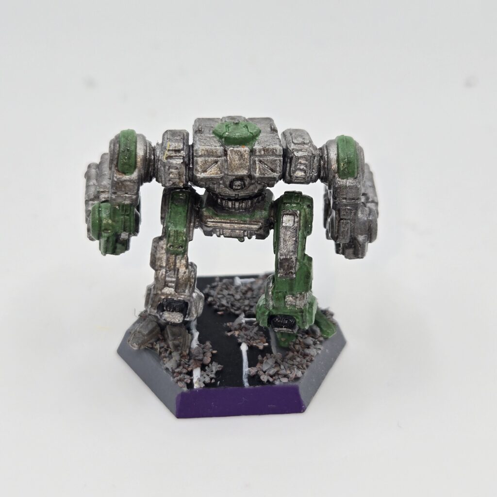 Nova miniature painted metallic grey with green accents