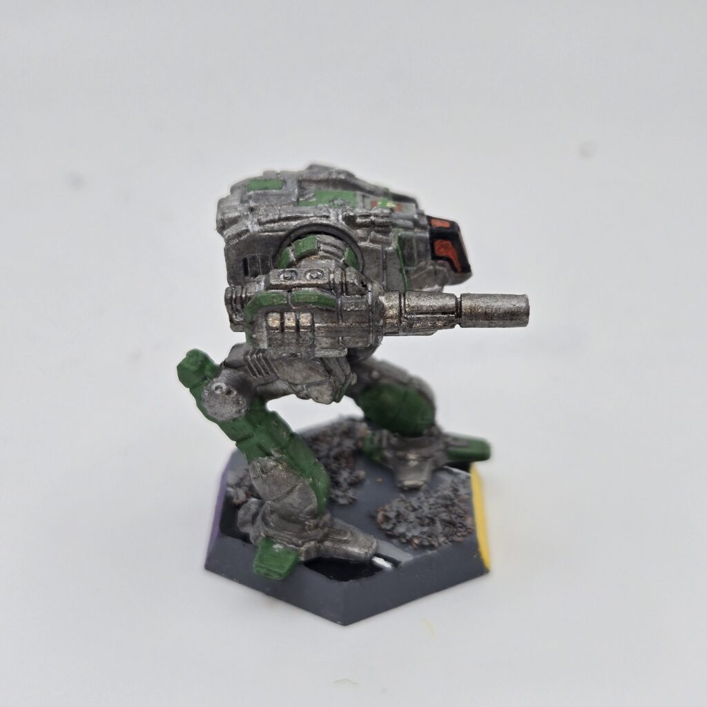 Shadow Cat miniature painted metallic grey with green accents