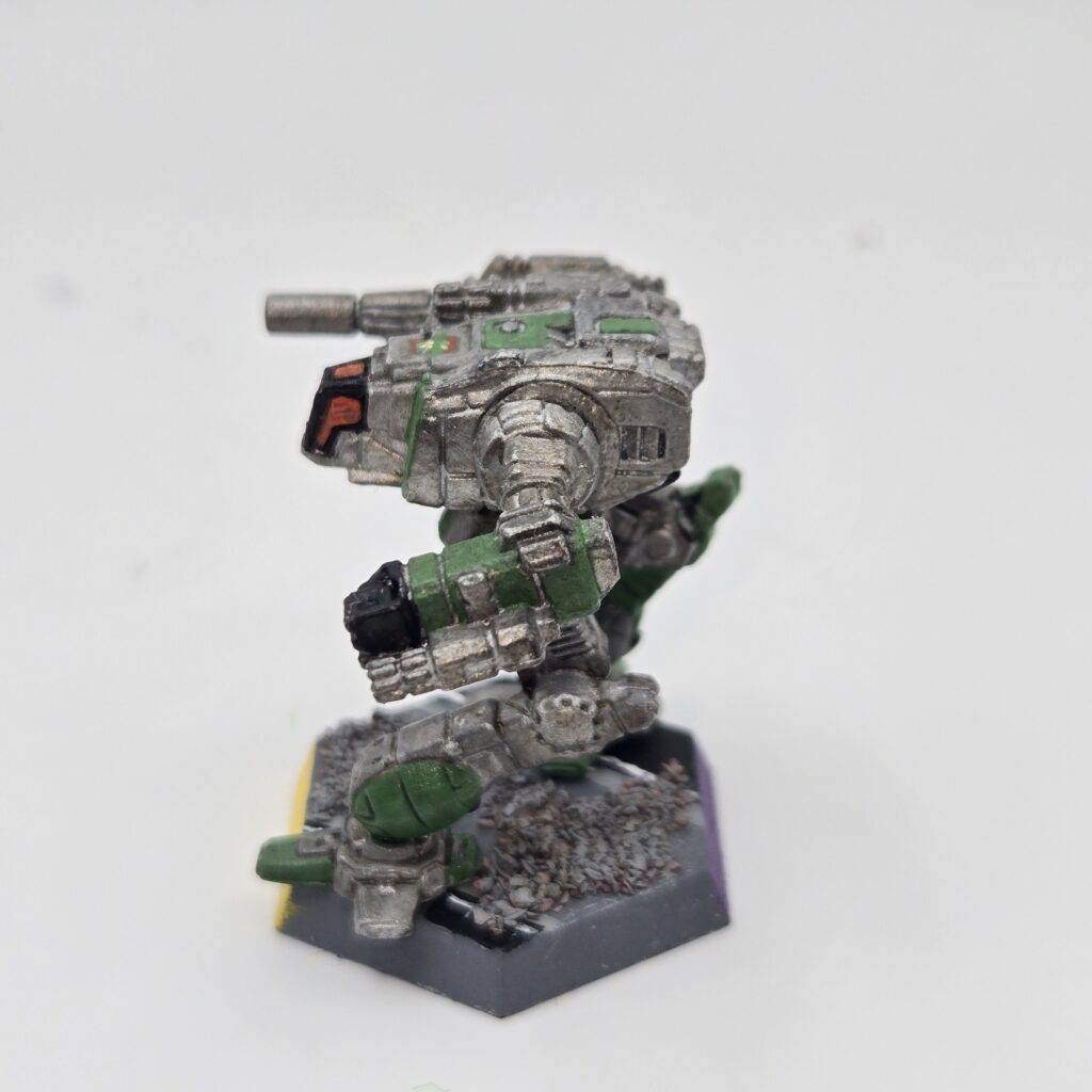 Shadow Cat miniature painted metallic grey with green accents