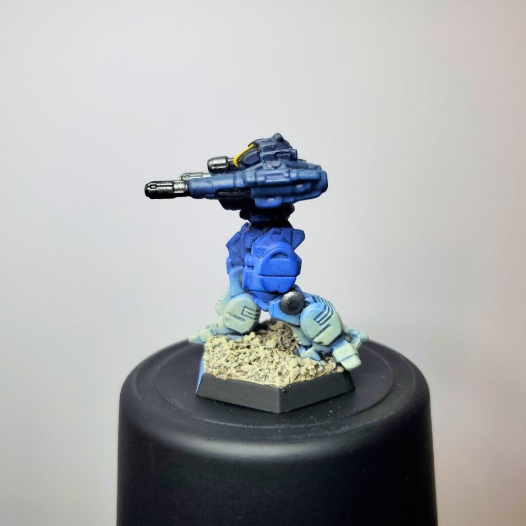 a Lancelot miniature painted in a grey-to-blue gradient