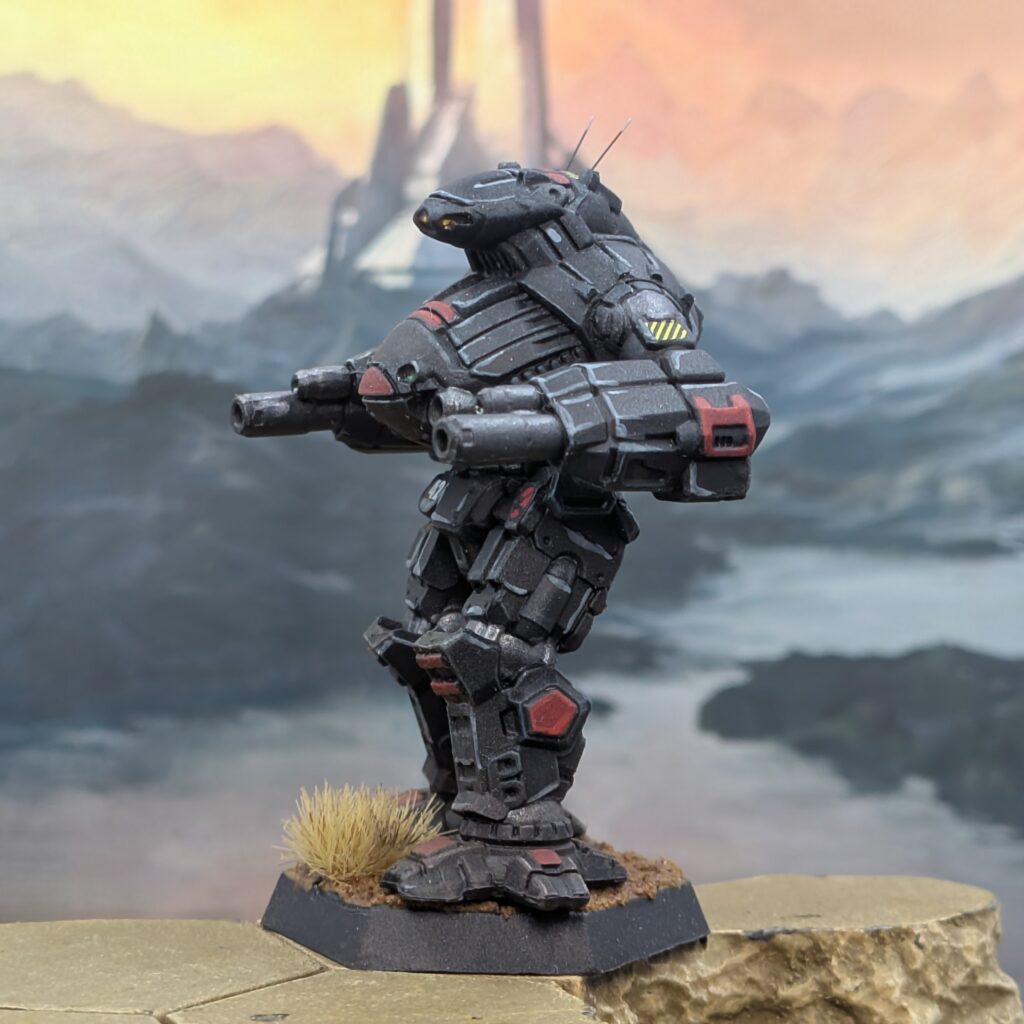 Annihilator miniature painted black with red accents