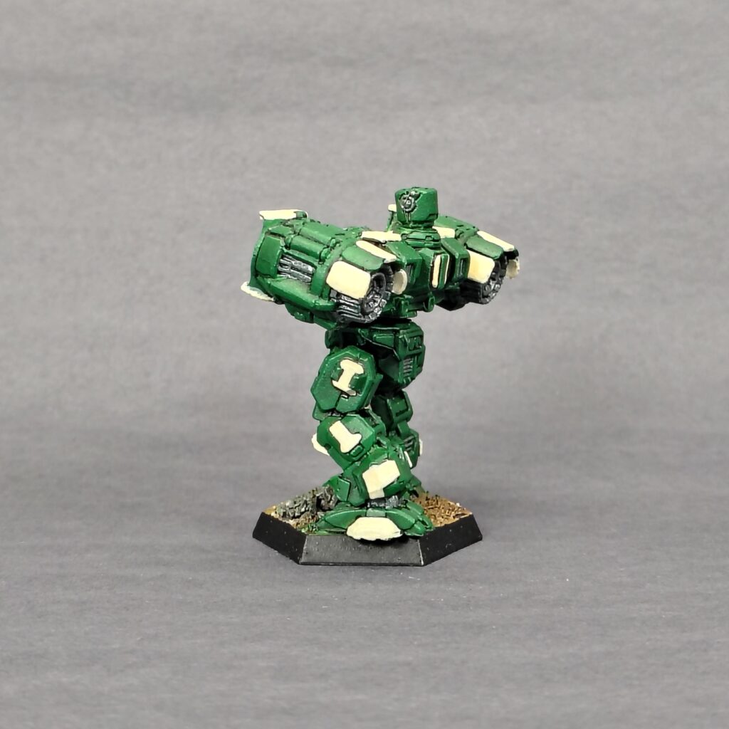 a Longbow miniature painted green with ivory accents