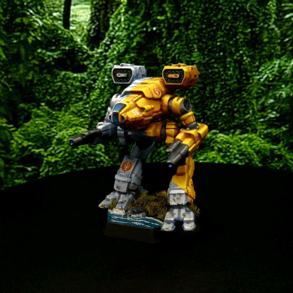 Rakshasa miniature painted yellow and white